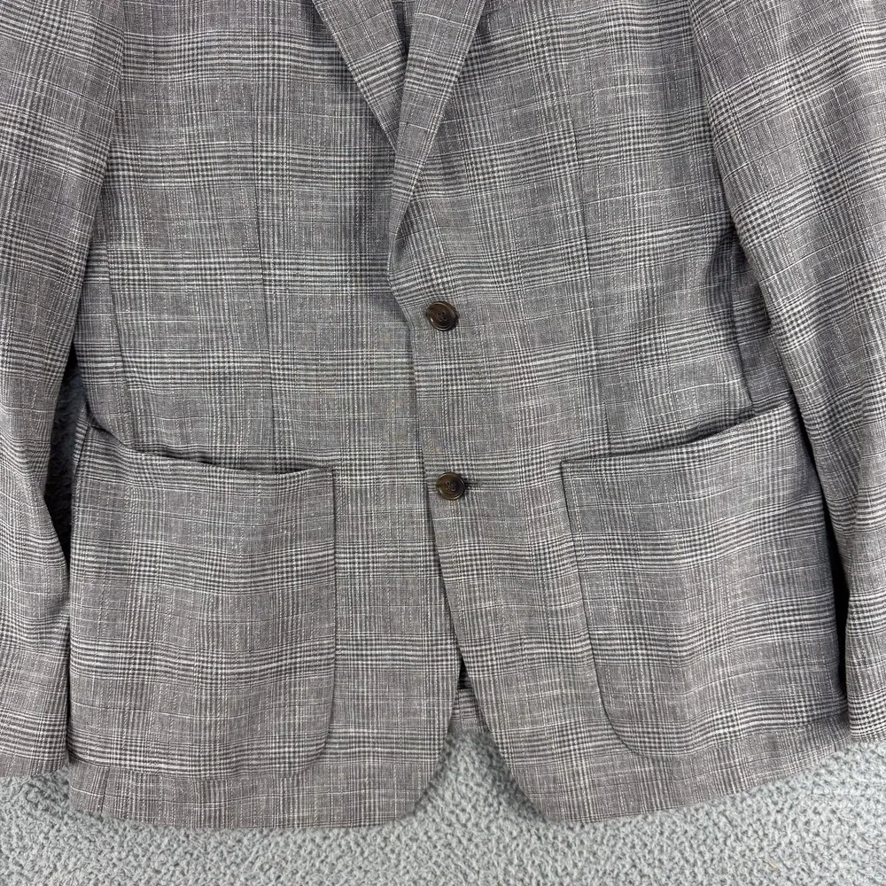 Banana Republic Blazer Mens 40R Gray Slim Fit Glen‎ Plaid Tollegno Italian Wool